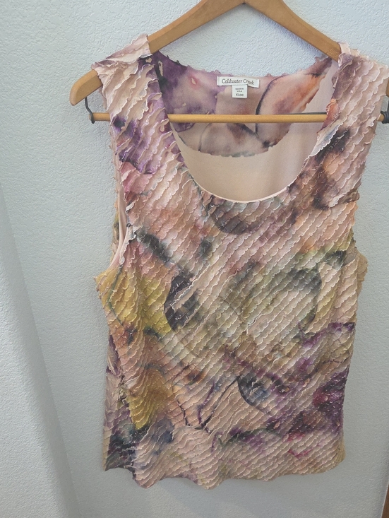 Coldwater Creek Tops - Coldwater Creek Multicolor Pastel Pleated Scoop Neck Tank